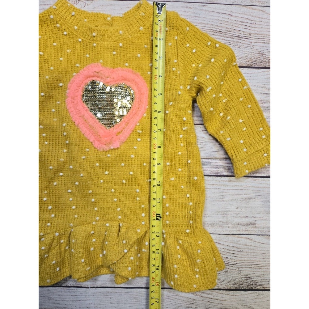 Little Lass Girl's Yellow Long Sleeve Tunic Top Sequin Heart Size 3T - Picture 4 of 6